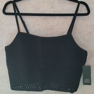 Wild Fable Crochet Black Crop Top Boho NWT L